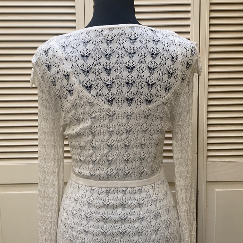 ZARA White Knit Lace Mini Dress - Picture 11 of 11